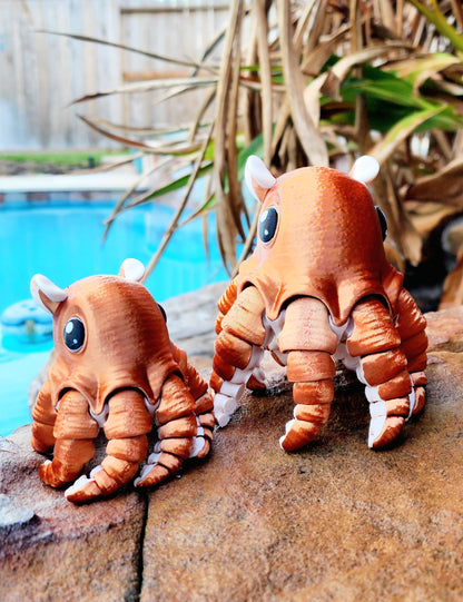 3D printed articulated flapjack octopus fidget, sensory toy.