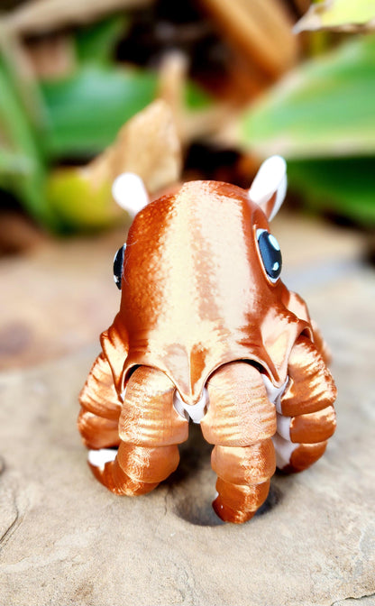 3D printed articulated flapjack octopus fidget, sensory toy.