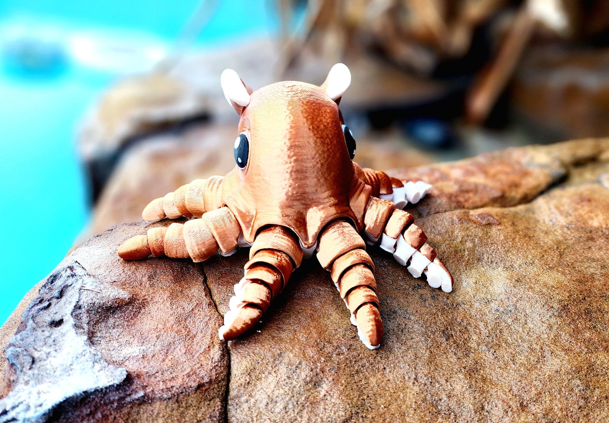 3D printed articulated flapjack octopus fidget, sensory toy.