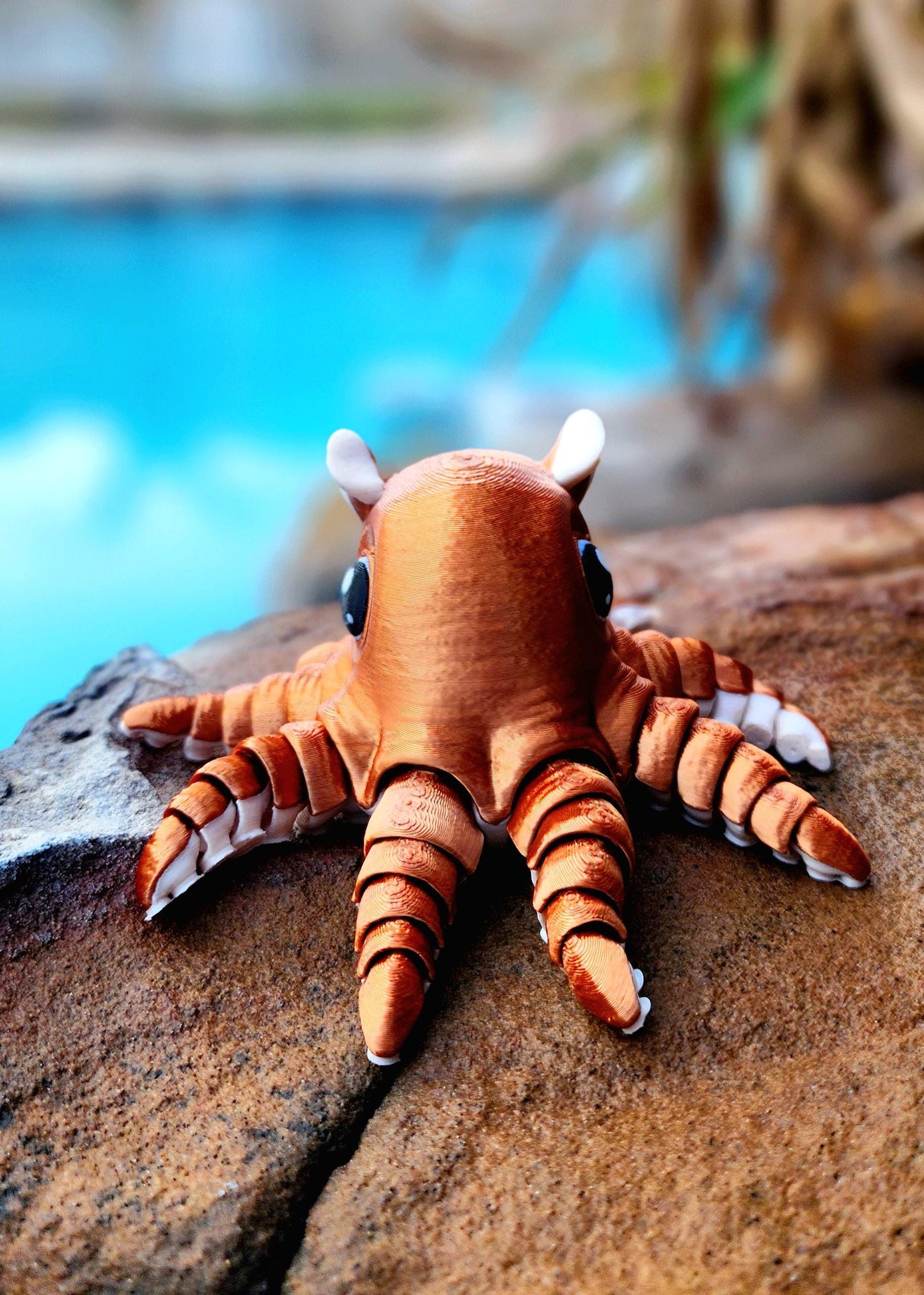 3D printed articulated flapjack octopus fidget, sensory toy.