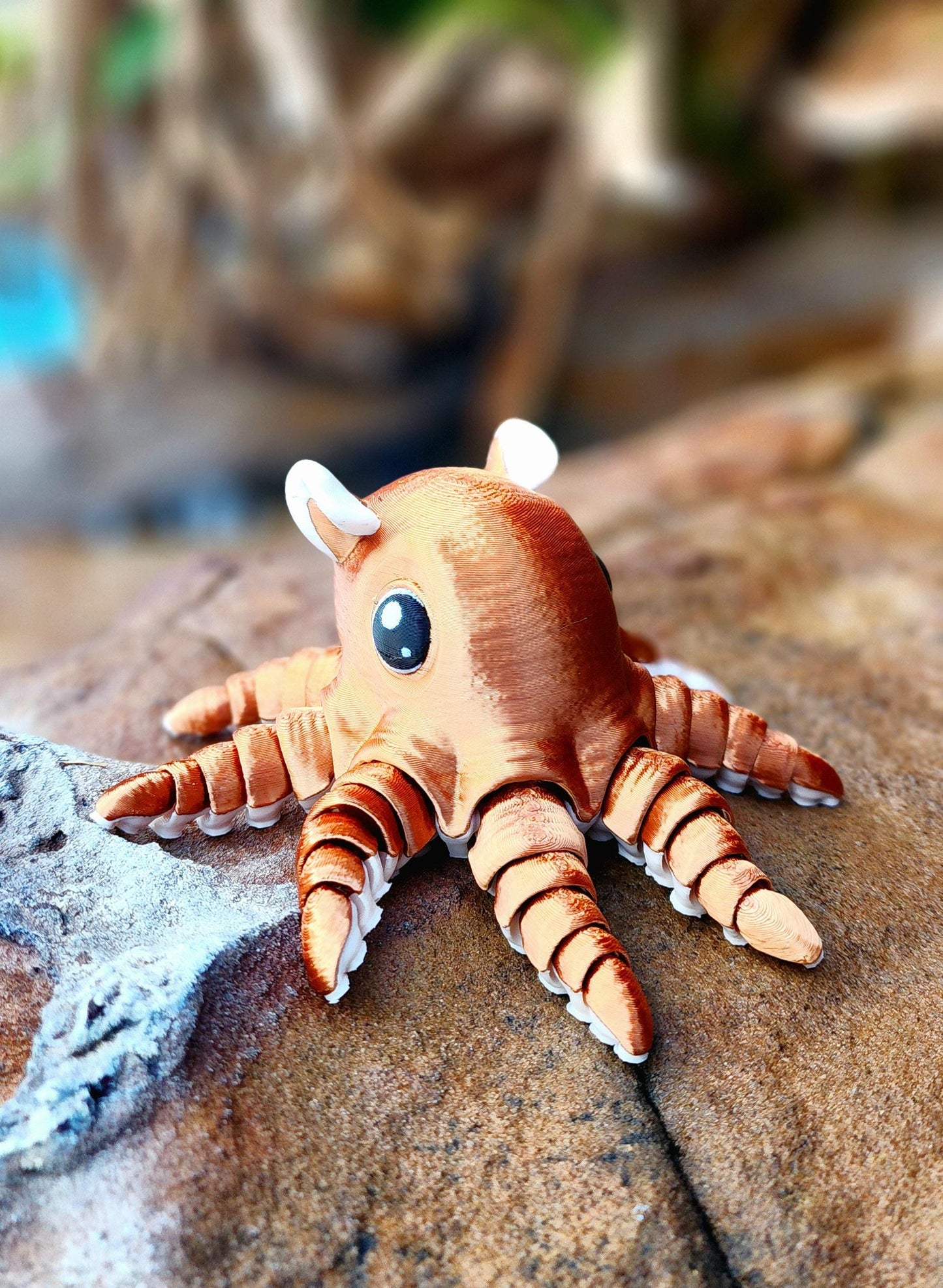 3D printed articulated flapjack octopus fidget, sensory toy.