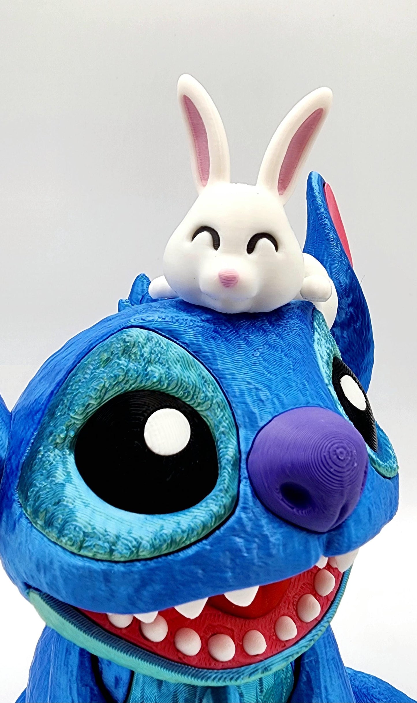 3D printed articulated Bunny Fidget Toy.