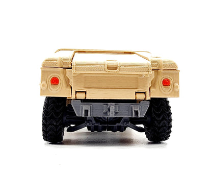 3D printed articulate Humvee action figure, fidget toy.