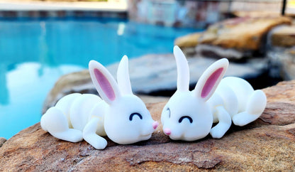 3D printed articulated Bunny Fidget Toy.