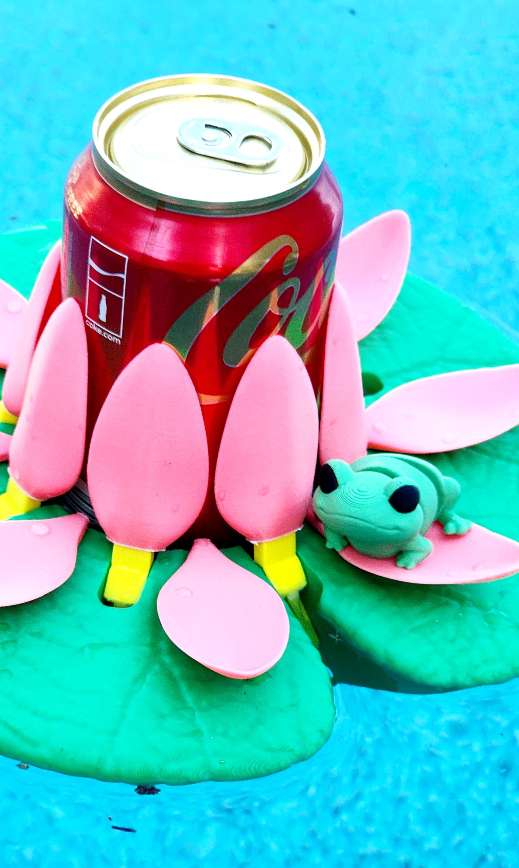 3D printed Water Lily Pool Cup holder with adjustable pedal.