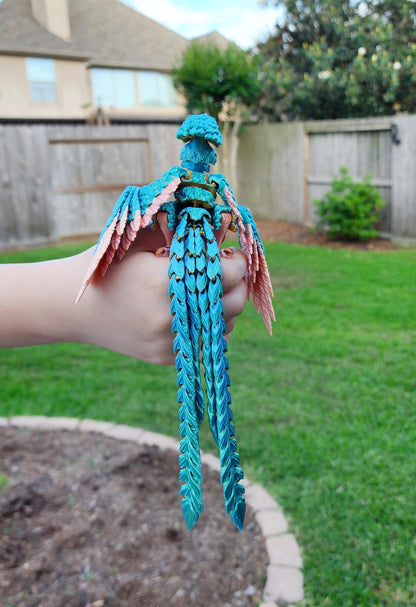 3D printed Articulated Phoenix with Claws and Lockable Neck, fidget toy, sensory toy, desk toy.