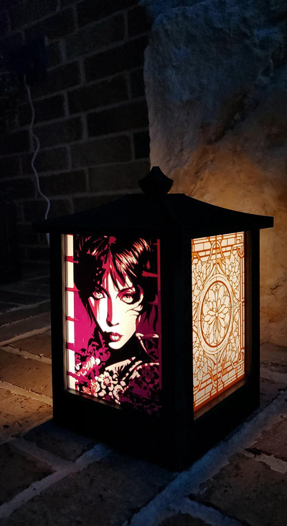 3D Printed LED Light Box Decor - Gothic Japanese-Style Anime Lantern