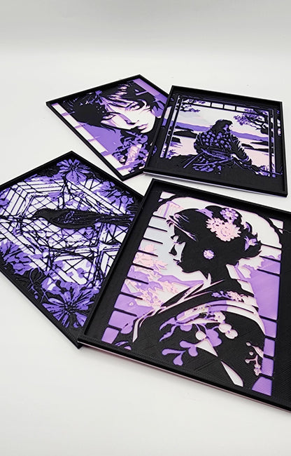 3D Printed LED Light Box Decor - Gothic Japanese-Style Anime Lantern