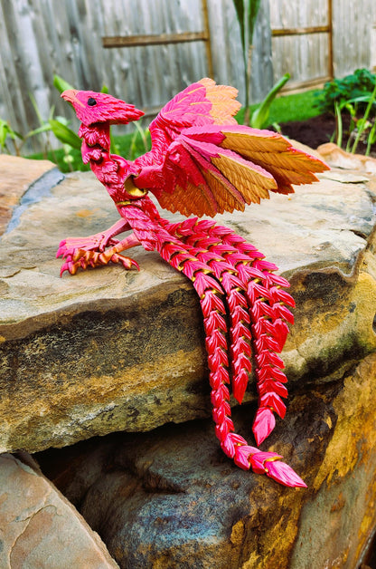3D printed Articulated Phoenix with Claws and Lockable Neck, fidget toy, sensory toy, desk toy.