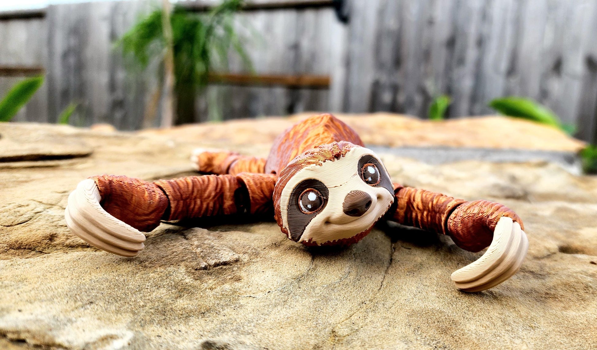 3D printed articulated Sloth with optional tree ornament. Fidget Toy, Sensory Toy.