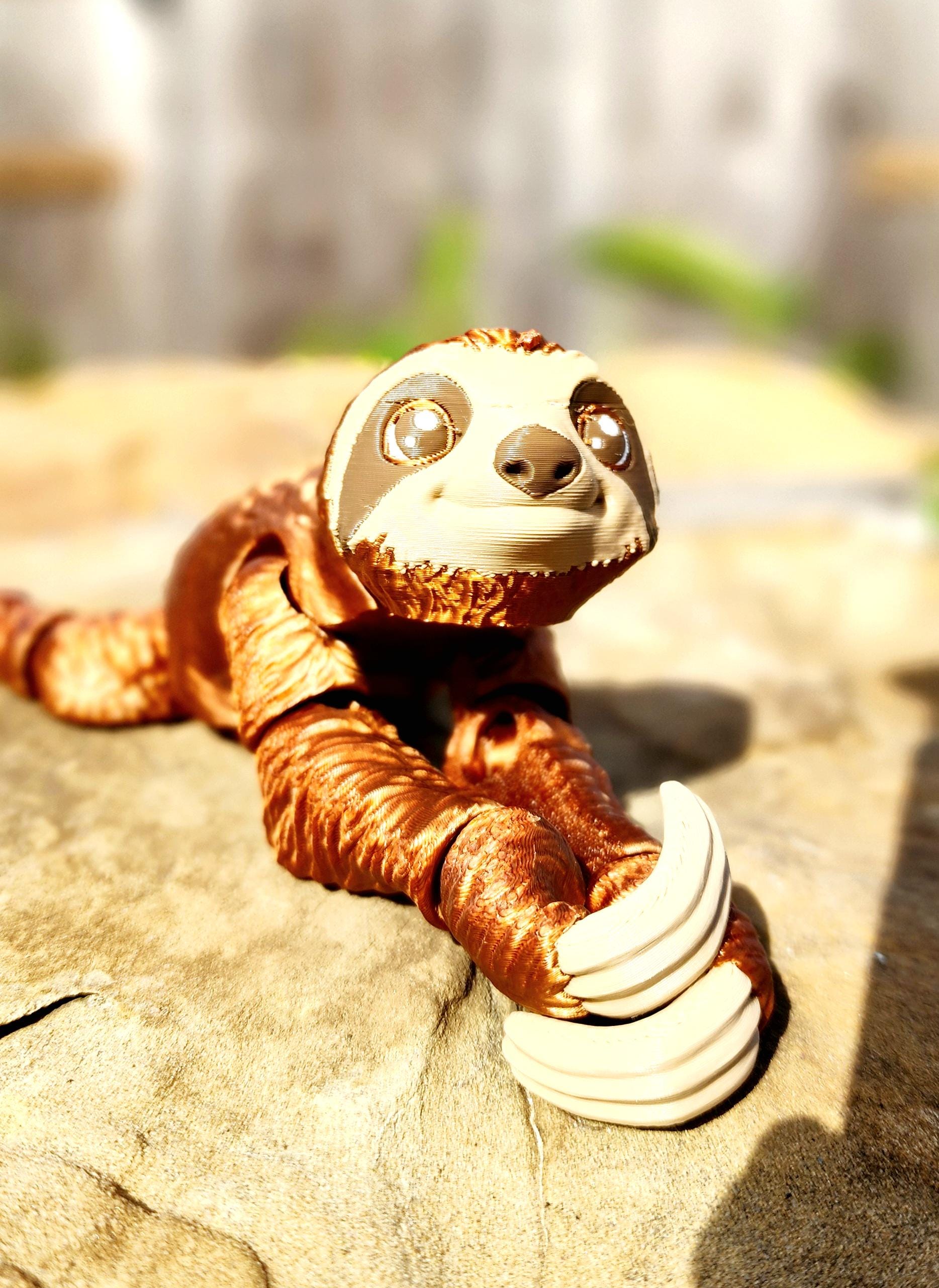 3D printed articulated Sloth with optional tree ornament. Fidget Toy, Sensory Toy.