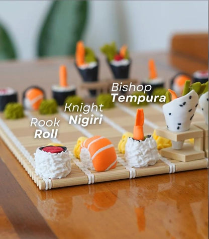 Sushi Chess Set – 3D Printed Novelty Chess Game | Perfect Gift for Sushi Lovers & Chess Fans