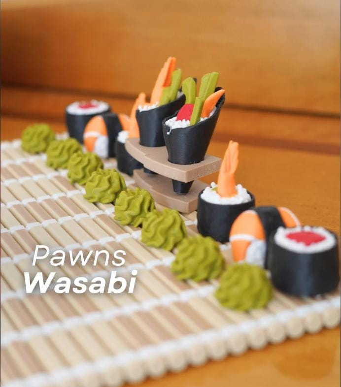 Sushi Chess Set – 3D Printed Novelty Chess Game | Perfect Gift for Sushi Lovers & Chess Fans