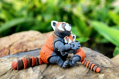 3D Printed Red Panda Toy – Articulated Figurine – Large or Small Poseable Animal Toy – Cute Collectible Gift for Animal Lovers