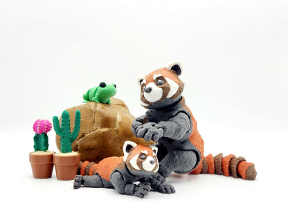 3D Printed Red Panda Toy – Articulated Figurine – Large or Small Poseable Animal Toy – Cute Collectible Gift for Animal Lovers