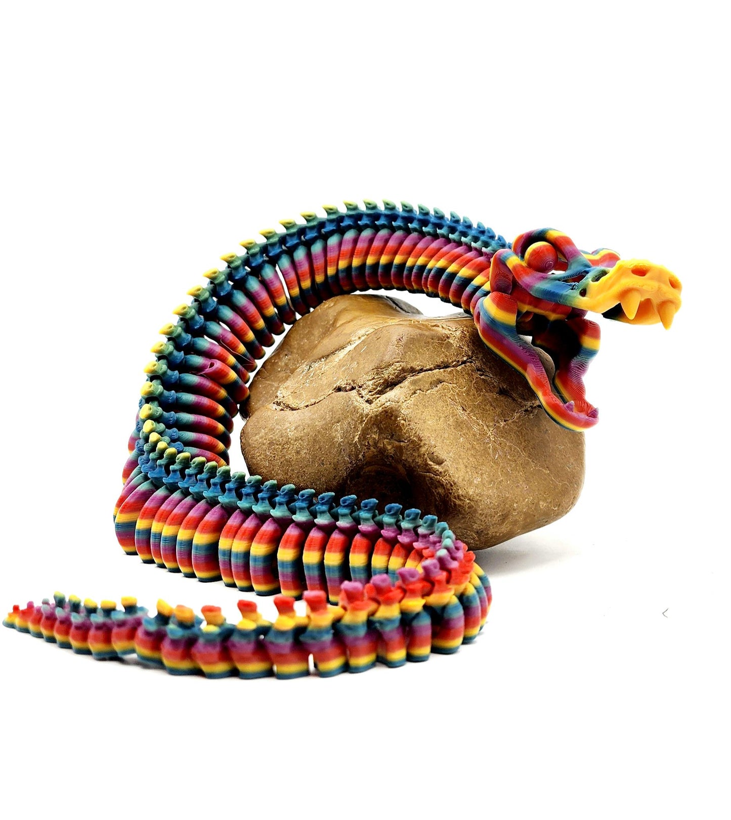 Skeleton Snake Fidget Toy | 3D Printed Articulated Snake | Rainbow or Bone Color | Large Medium Small | Stress Relief Desk Toy