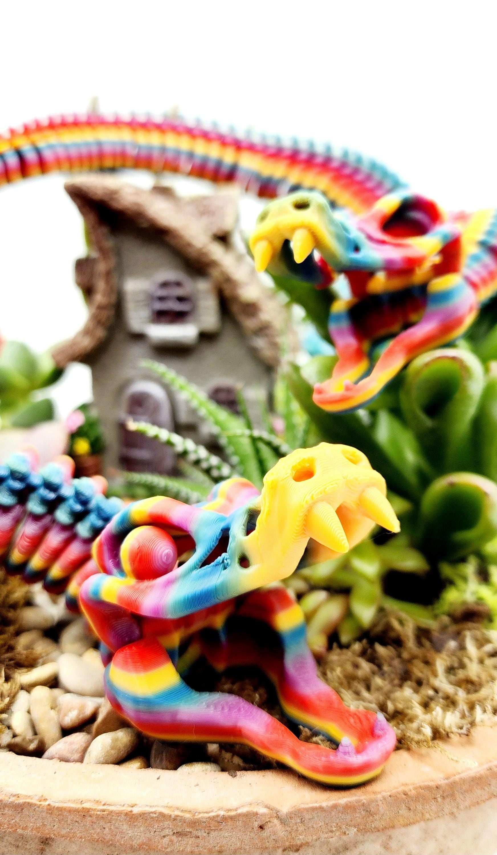 Skeleton Snake Fidget Toy | 3D Printed Articulated Snake | Rainbow or Bone Color | Large Medium Small | Stress Relief Desk Toy