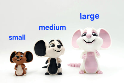 Adorable Mouse Fidget Toy | 3D Printed Articulated Mouse with Cheese | Poseable | Large, Medium, Small Sizes | Cute Gift or Desk Buddy