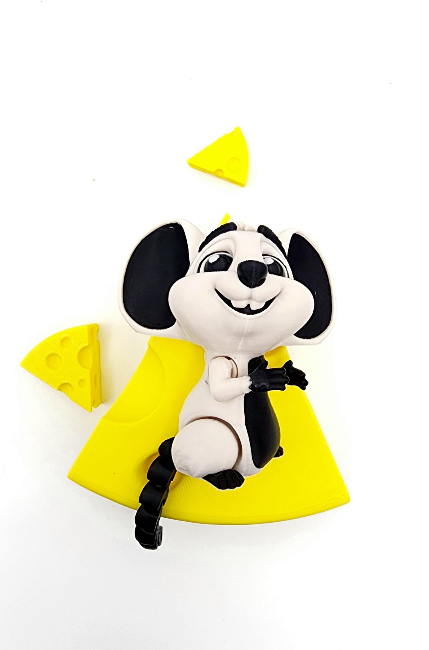 Adorable Mouse Fidget Toy | 3D Printed Articulated Mouse with Cheese | Poseable | Large, Medium, Small Sizes | Cute Gift or Desk Buddy