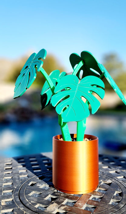 3D printed Monstera Coaster Set with optional armrest table.