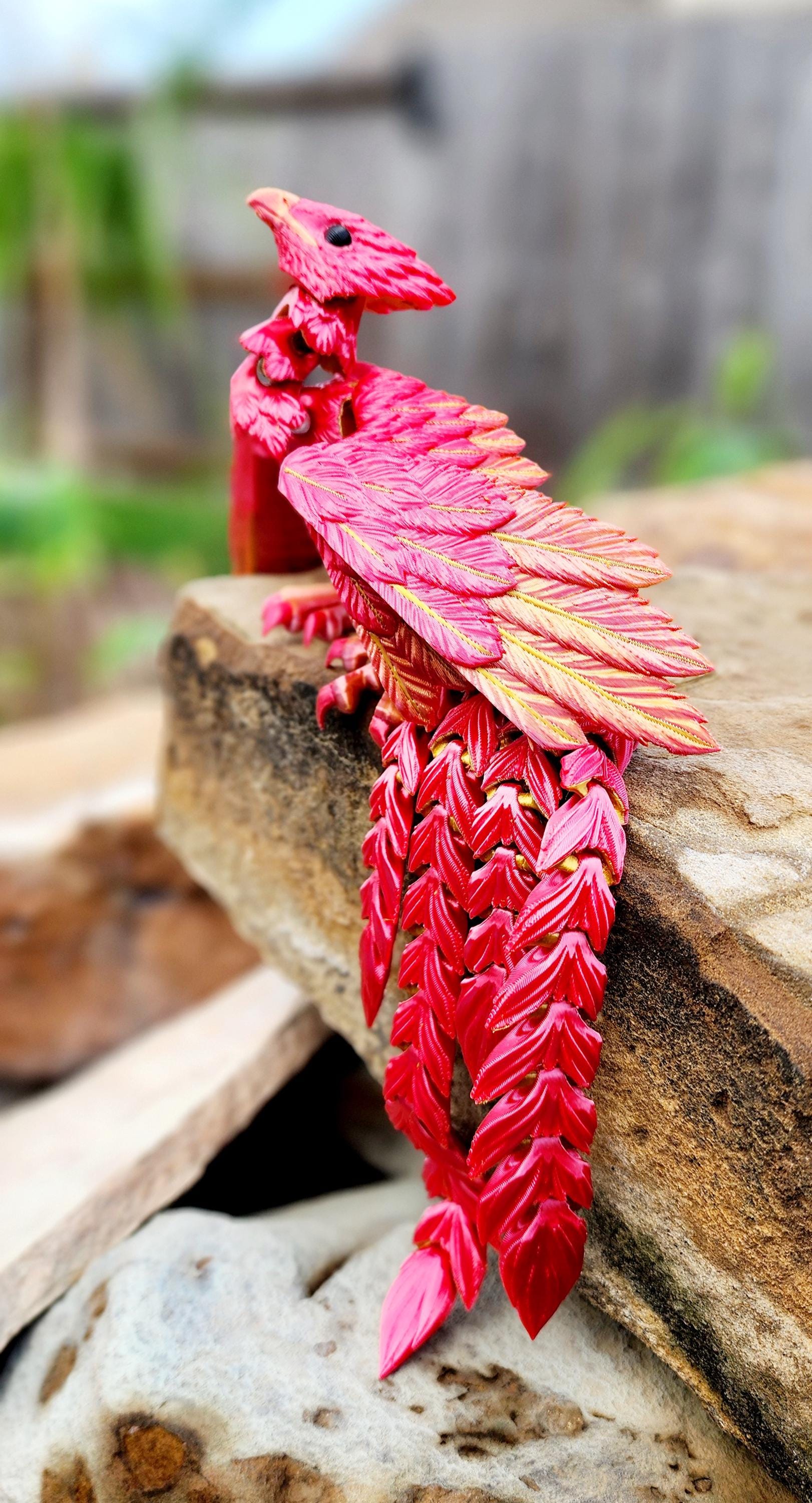 3D printed Articulated Phoenix with Claws and Lockable Neck, fidget toy, sensory toy, desk toy.