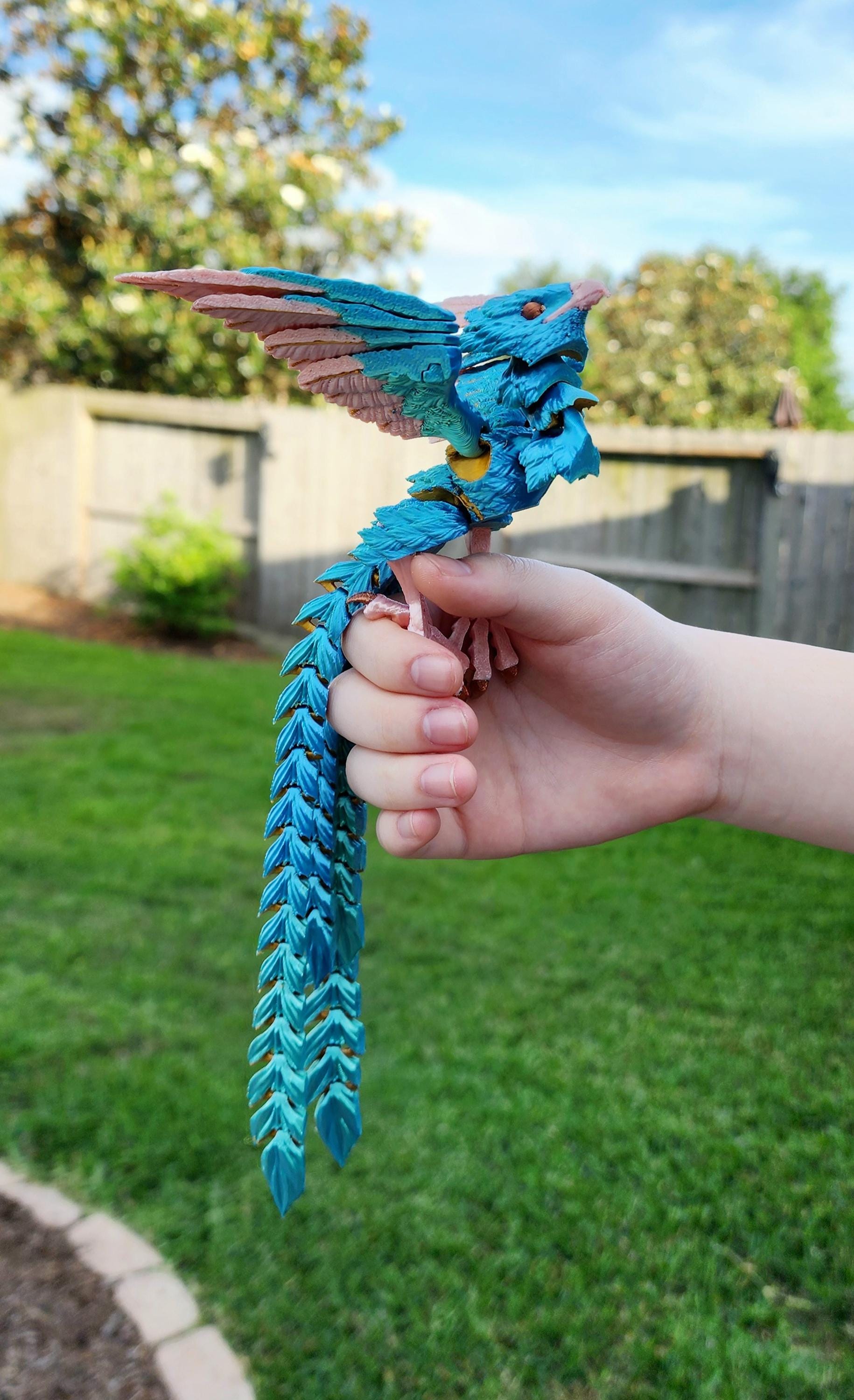 3D printed Articulated Phoenix with Claws and Lockable Neck, fidget toy, sensory toy, desk toy.
