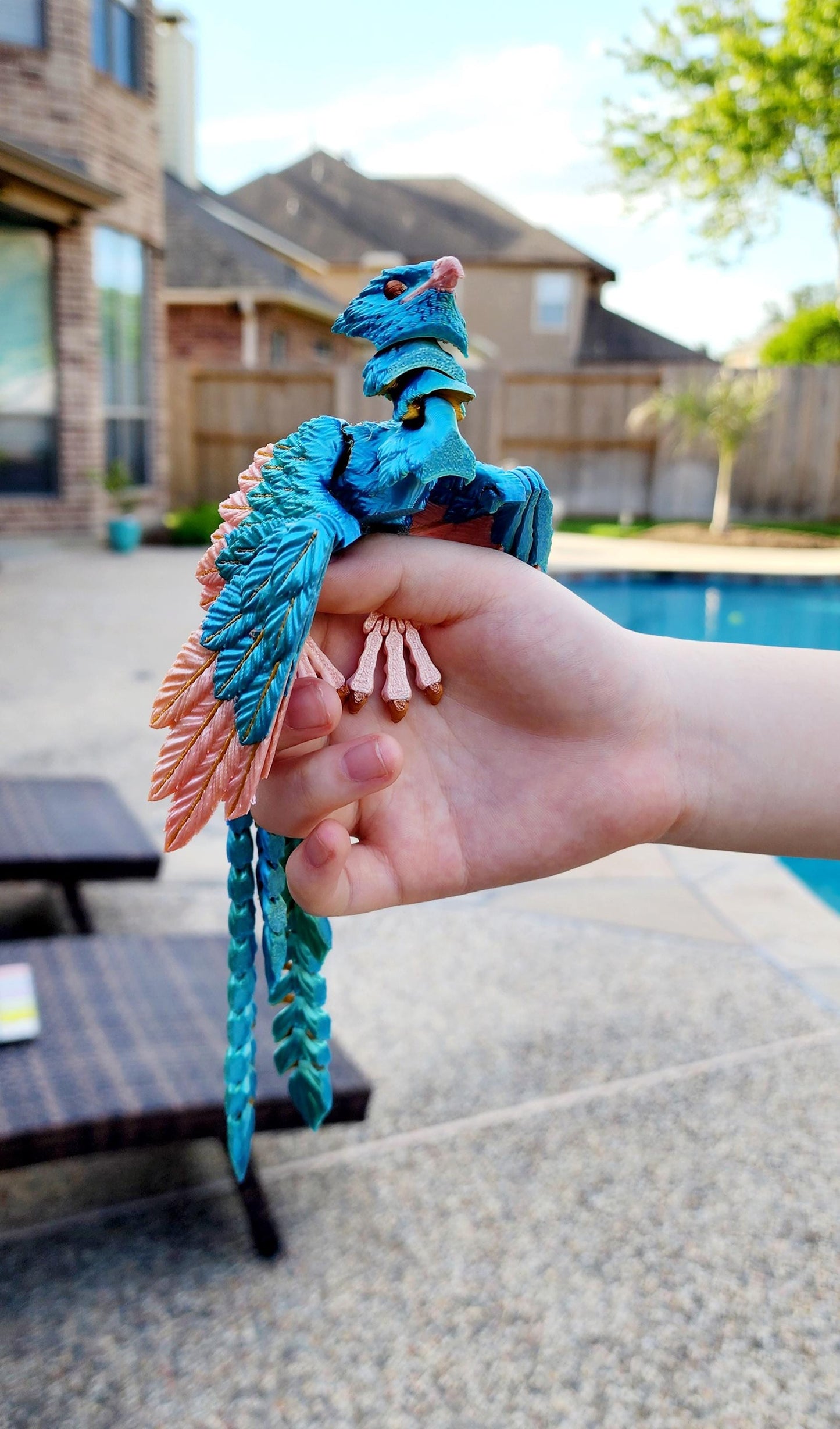 3D printed Articulated Phoenix with Claws and Lockable Neck, fidget toy, sensory toy, desk toy.