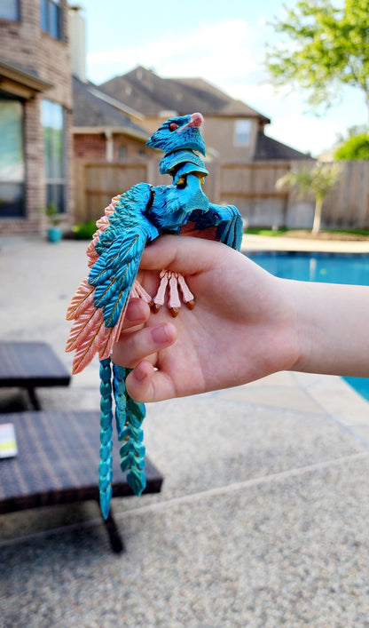 3D printed Articulated Phoenix with Claws and Lockable Neck, fidget toy, sensory toy, desk toy.