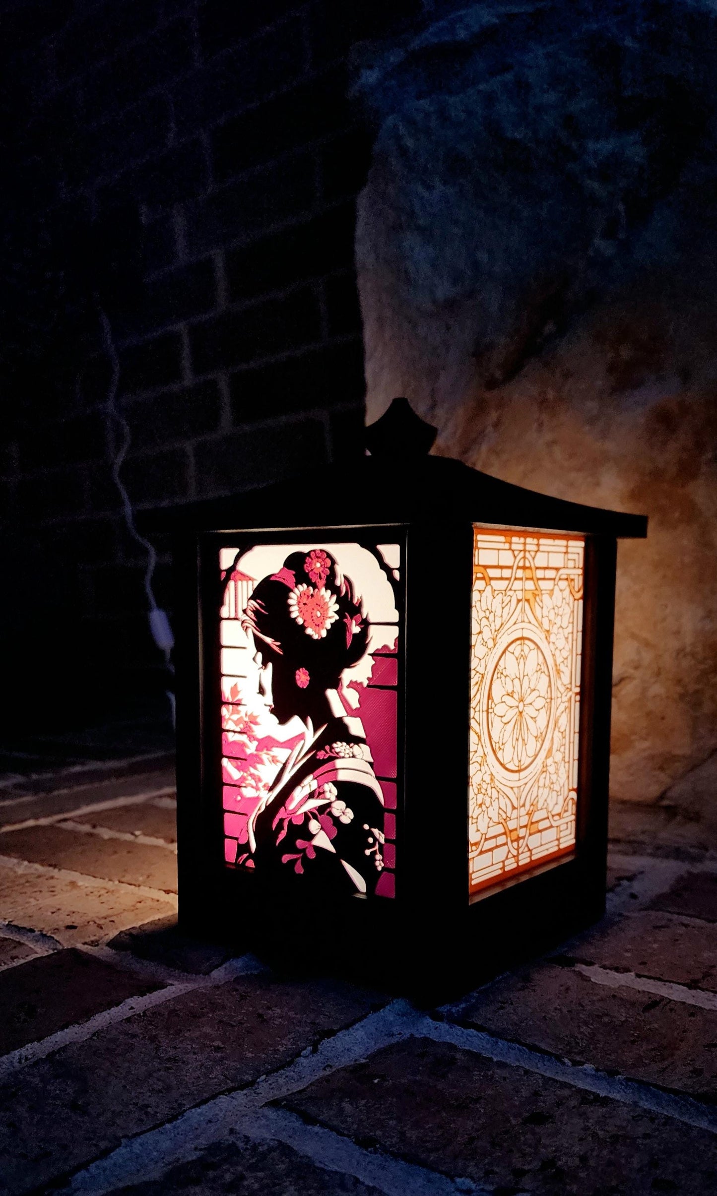 3D Printed LED Light Box Decor - Gothic Japanese-Style Anime Lantern