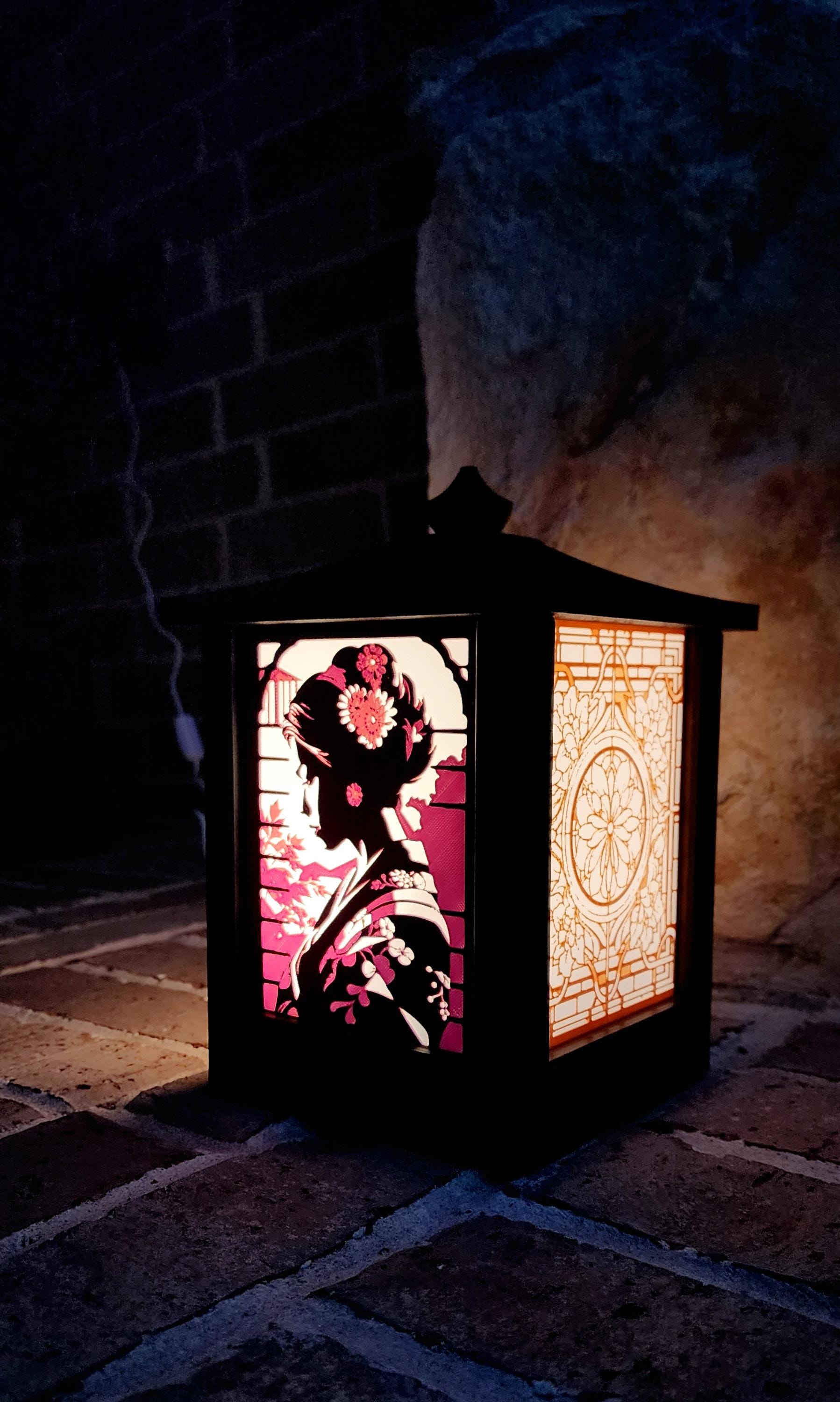 3D Printed LED Light Box Decor - Gothic Japanese-Style Anime Lantern