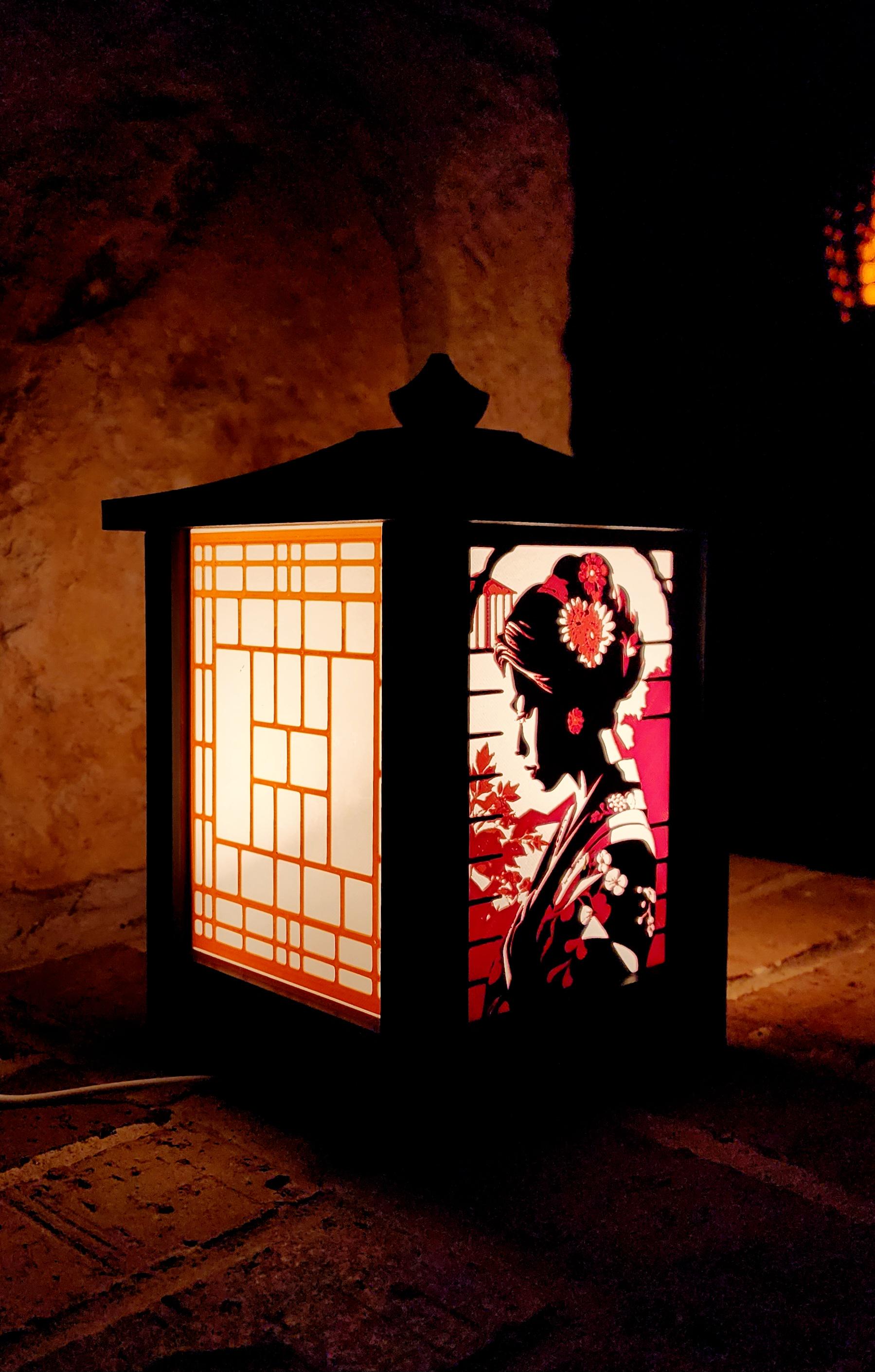 3D Printed LED Light Box Decor - Gothic Japanese-Style Anime Lantern