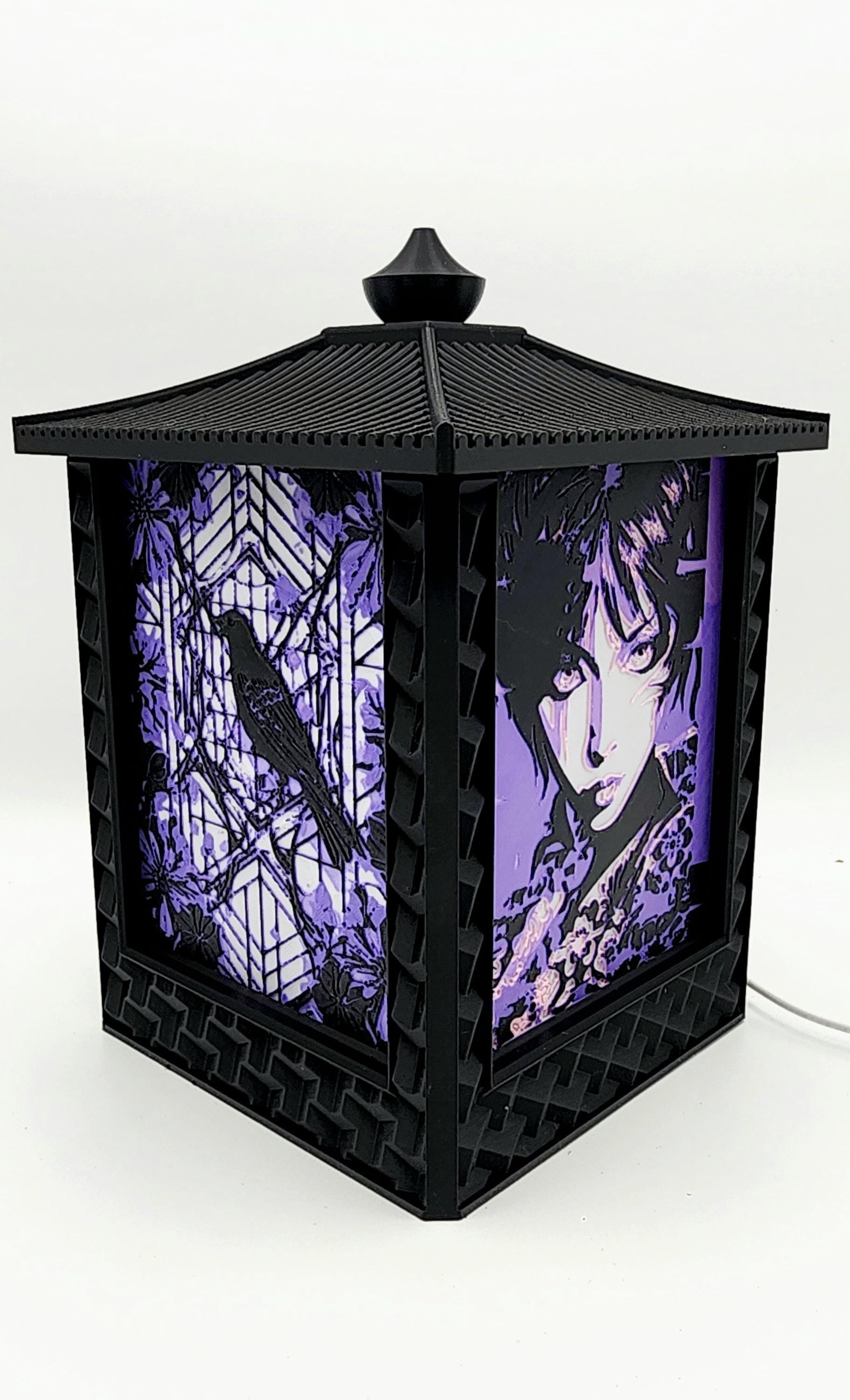 3D Printed LED Light Box Decor - Gothic Japanese-Style Anime Lantern