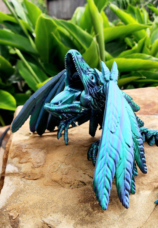 3D Printed Articulated Archaeopteryx – Poseable Dinosaur Model with Biting Jaw & Foldable Wings – Prehistoric Bird-Inspired Toy