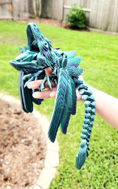 3D Printed Articulated Archaeopteryx – Poseable Dinosaur Model with Biting Jaw & Foldable Wings – Prehistoric Bird-Inspired Toy