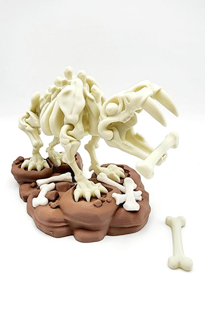 3D Printed Articulated Sabertooth Tiger Fidget Toy - Prehistoric Cat - Stress Relief - Desk Decor