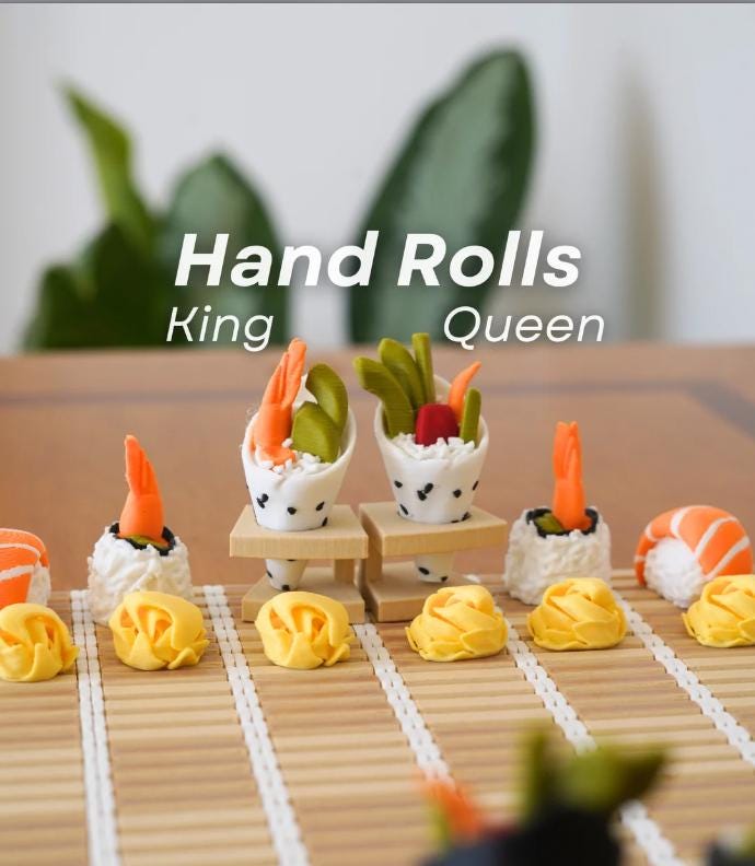 Sushi Chess Set – 3D Printed Novelty Chess Game | Perfect Gift for Sushi Lovers & Chess Fans