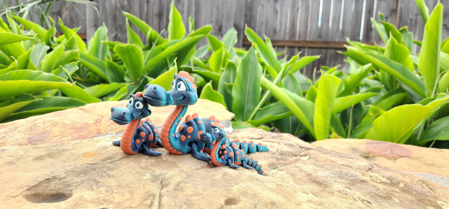 3D Printed Loch Ness Monster Fidget Toy – Articulated Desk Toy – Cute Nessie Gift – Available in 3 Sizes