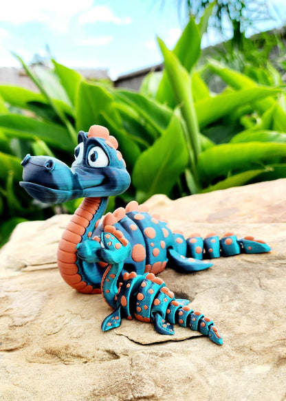 3D Printed Loch Ness Monster Fidget Toy – Articulated Desk Toy – Cute Nessie Gift – Available in 3 Sizes