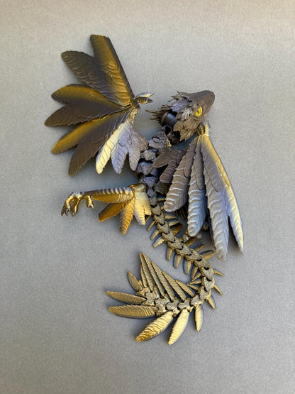 3D Printed Articulated Archaeopteryx – Poseable Dinosaur Model with Biting Jaw & Foldable Wings – Prehistoric Bird-Inspired Toy