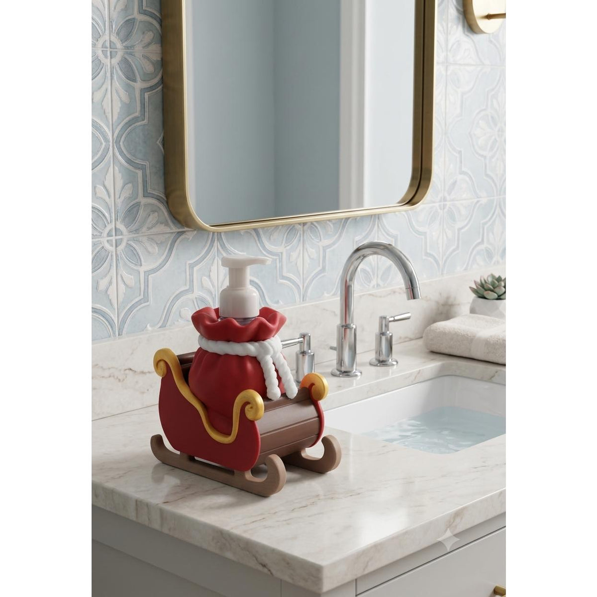 Santa's Sleigh 3D printed soap holder, view 2