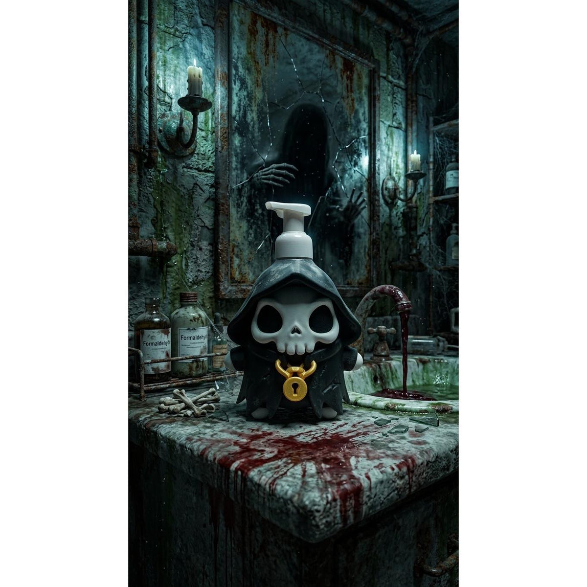 Cute Grim Reaper 3D printed soap holder, view 2
