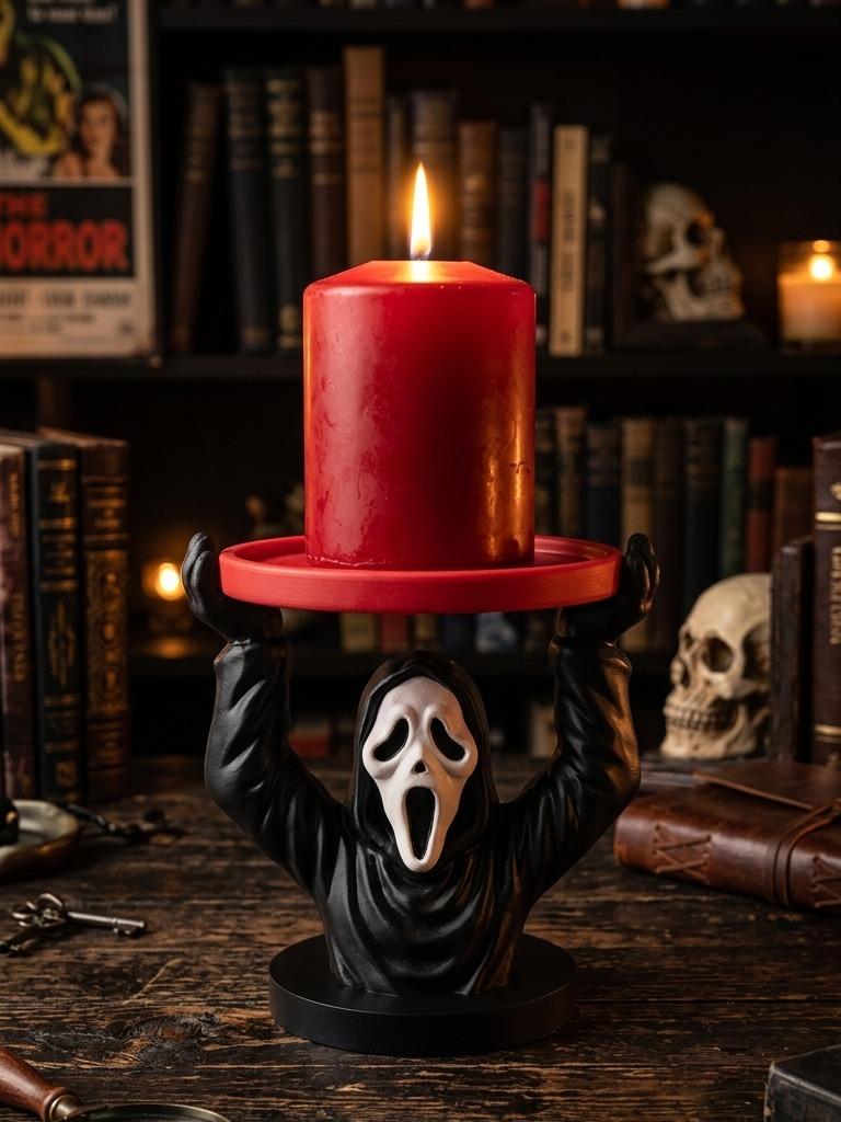 Halloween Ghoul 3D printed candle holder, view 1
