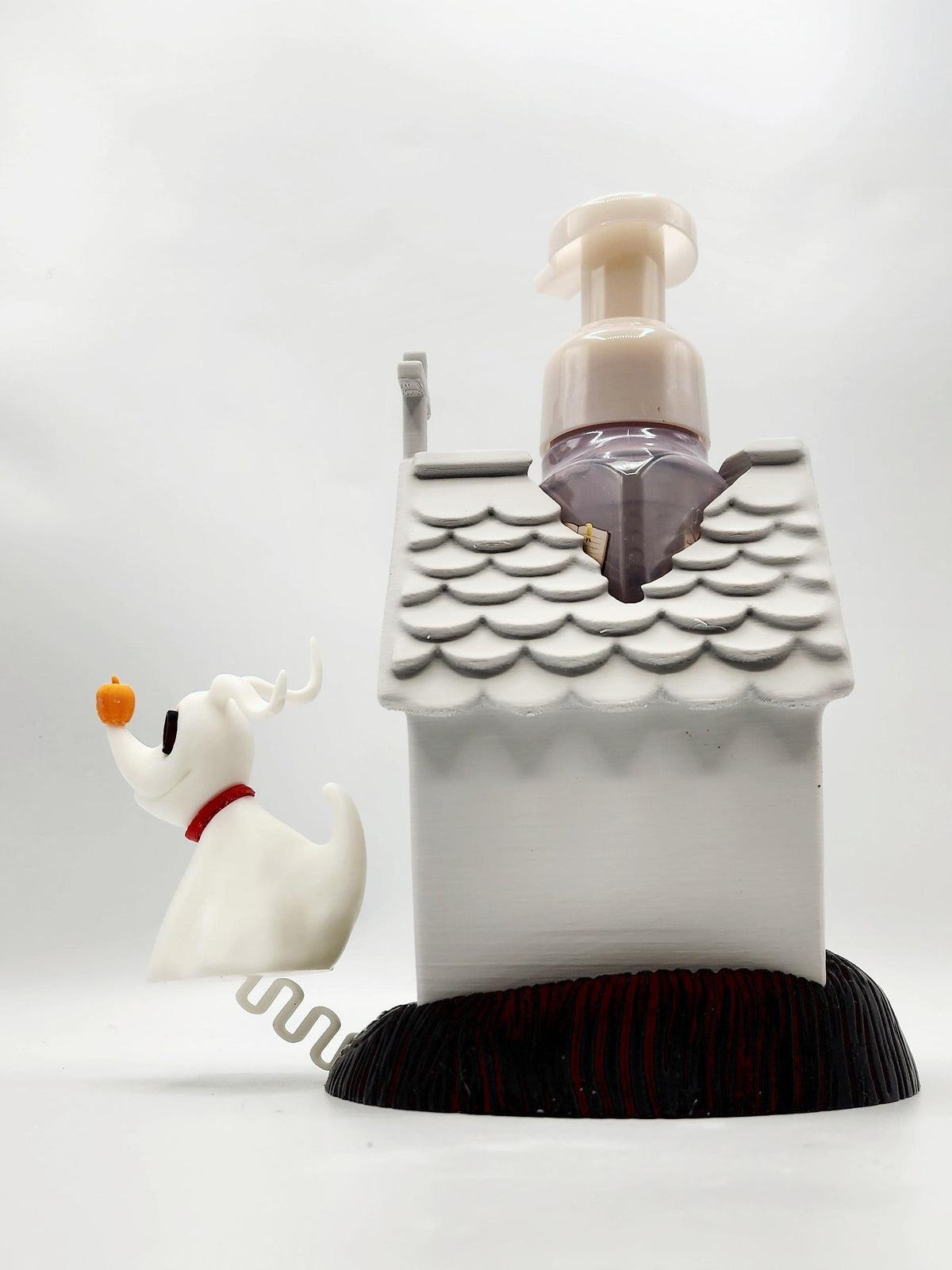Floating Ghost Dog 3D printed soap dispenser holder, view 3