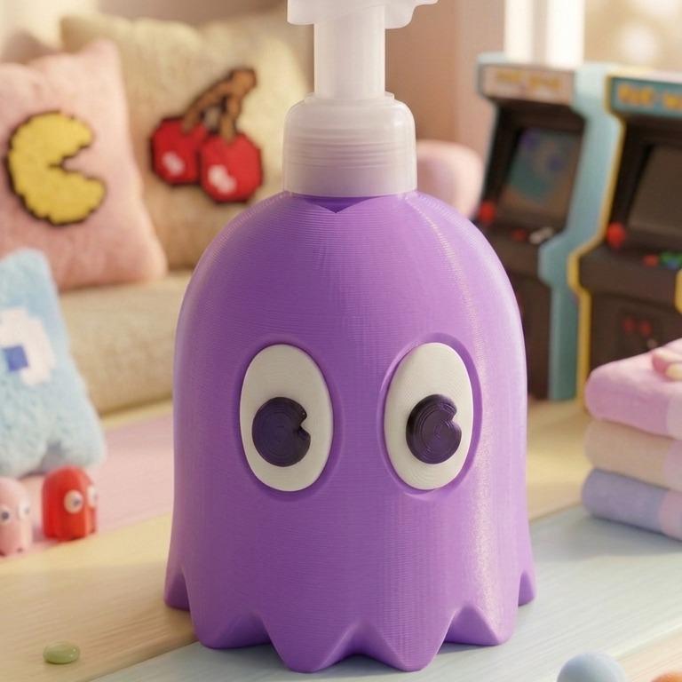 Pixel Arcade Ghostface 3D printed soap dispenser cover, view 5