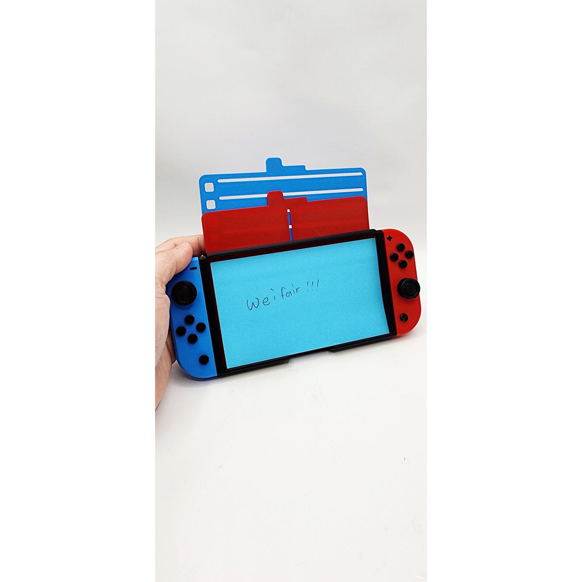 Controller-style magnetic sticky note 3D printed holder, view 6