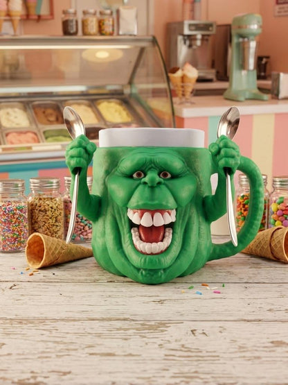 Hungry Green Ghost 3D printed ice cream pint holder, view 1