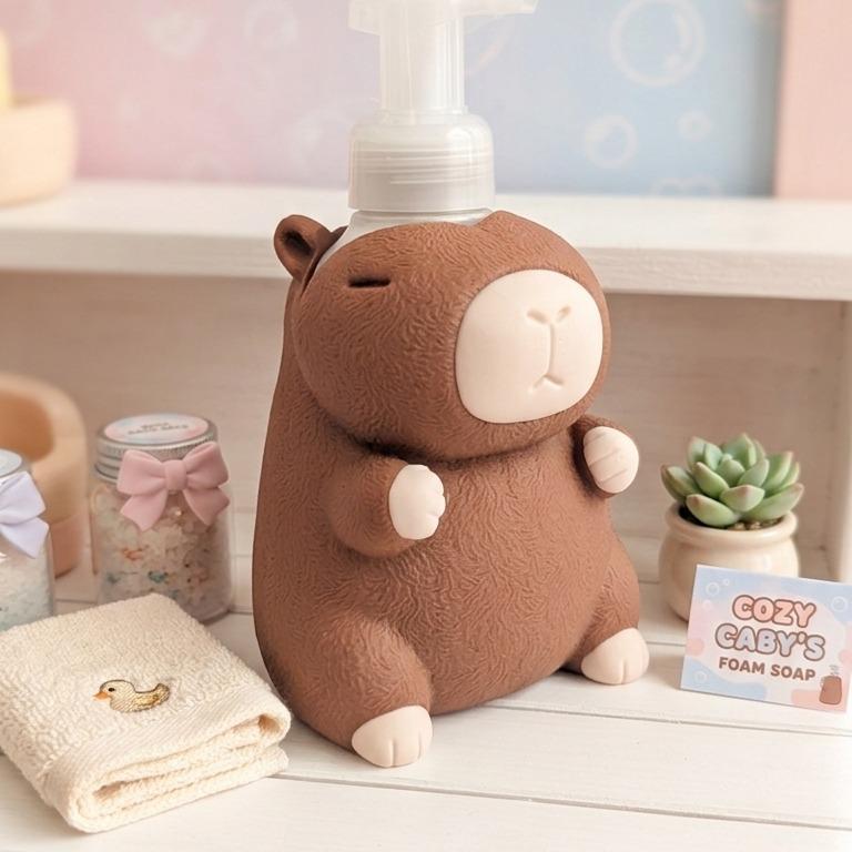 Chubby Capybara 3D printed soap dispenser sleeve, view 4