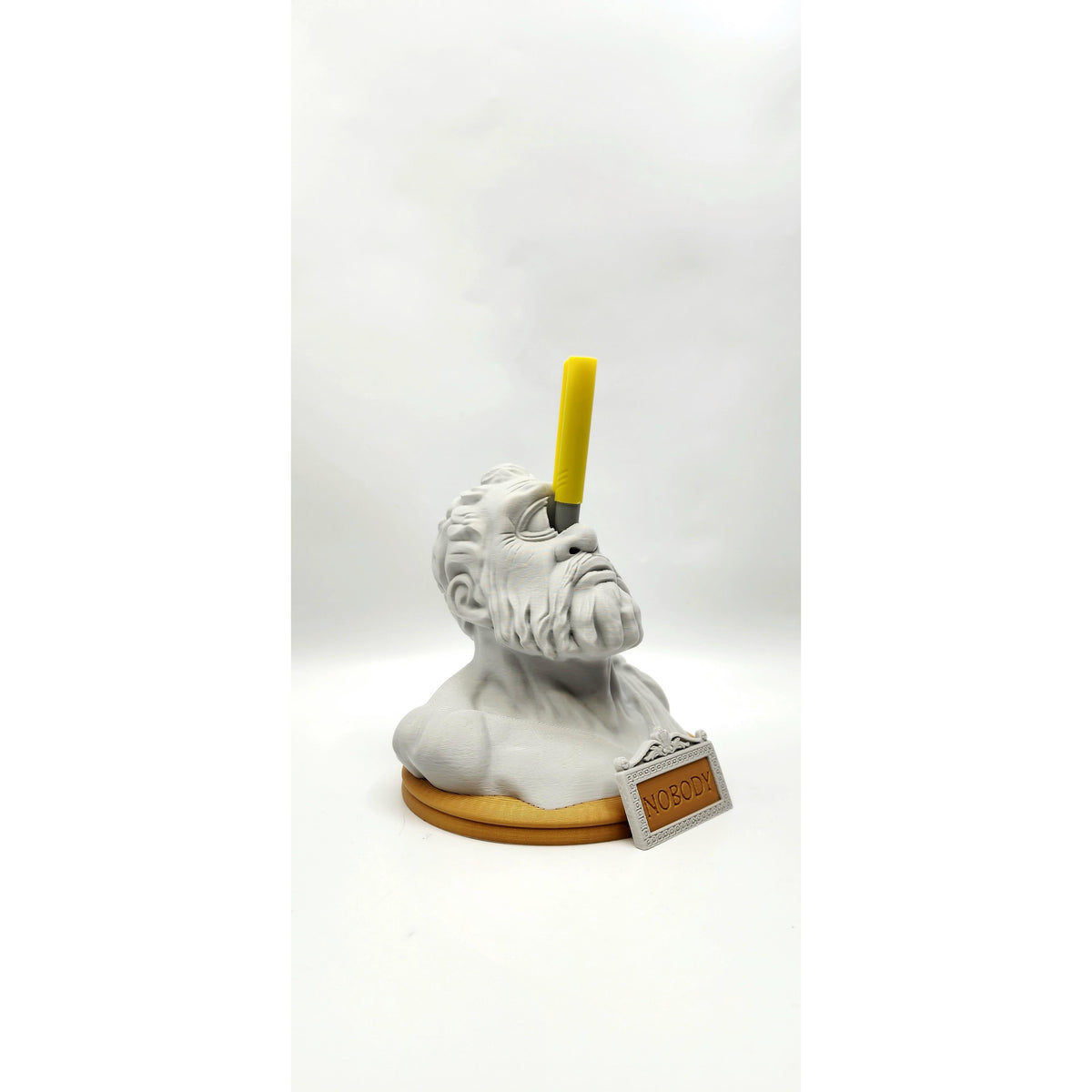 Cyclops Bust 3D printed pen stand, view 3