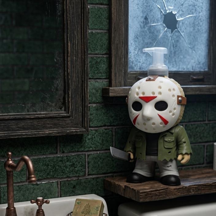 Camp Slasher Mask 3D printed soap dispenser holder, view 4