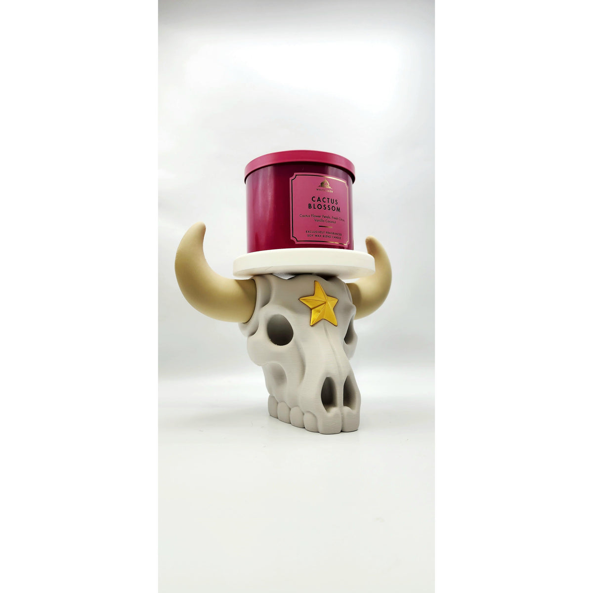 Texas Longhorn Skull 3D printed candle holder, view 4